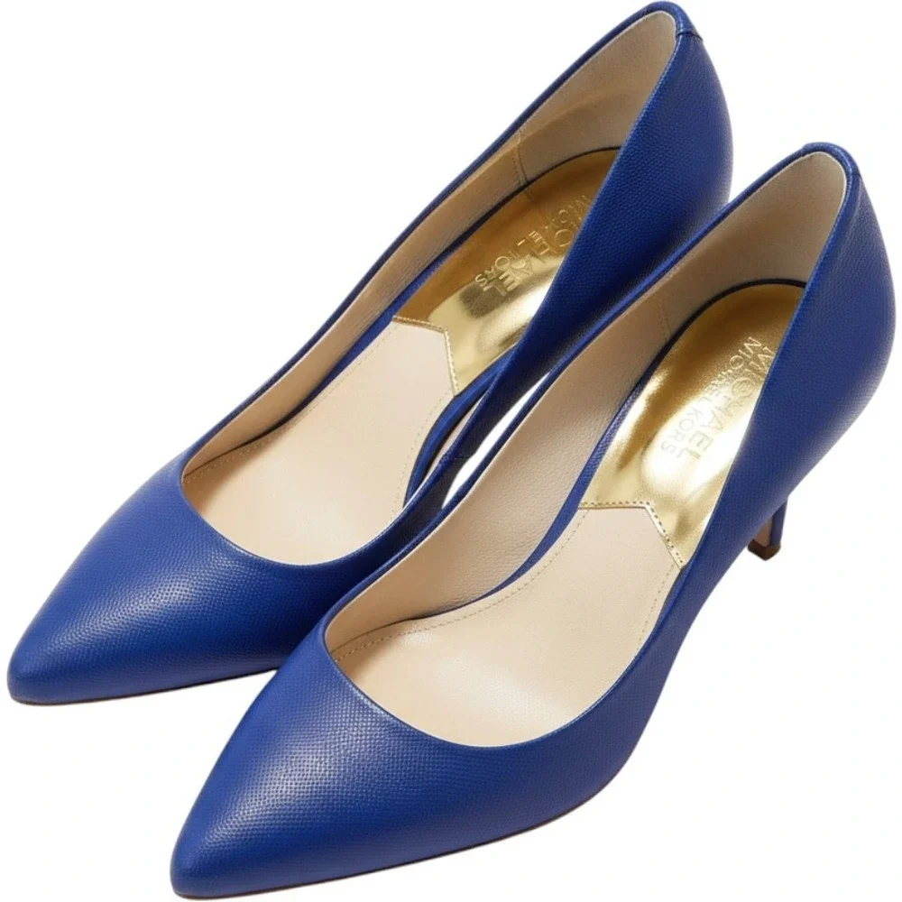 Michael Kors Women Pumps Size 8 M Flex Mid Cobalt Blue Saffiano Leather